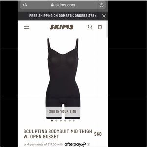 Skims black sculpting mid thigh bodysuit size xs
